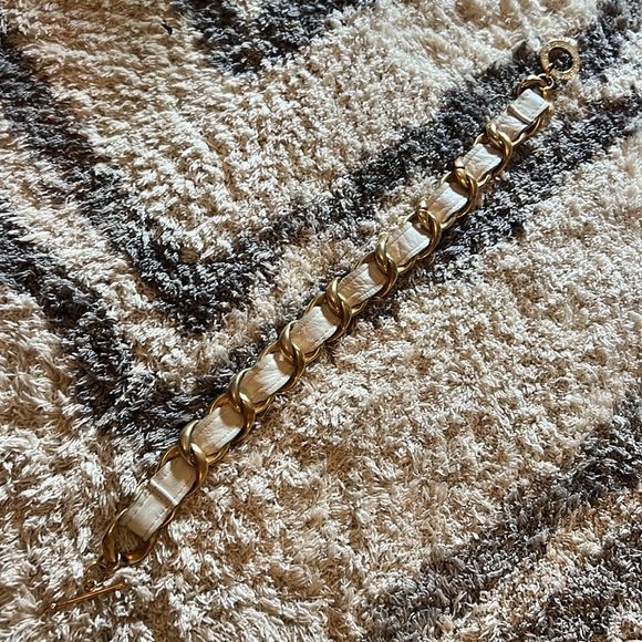 CC Skye Gold & White Chain Link Leather Choker &/or bracelet Y2K - Picture 10 of 10